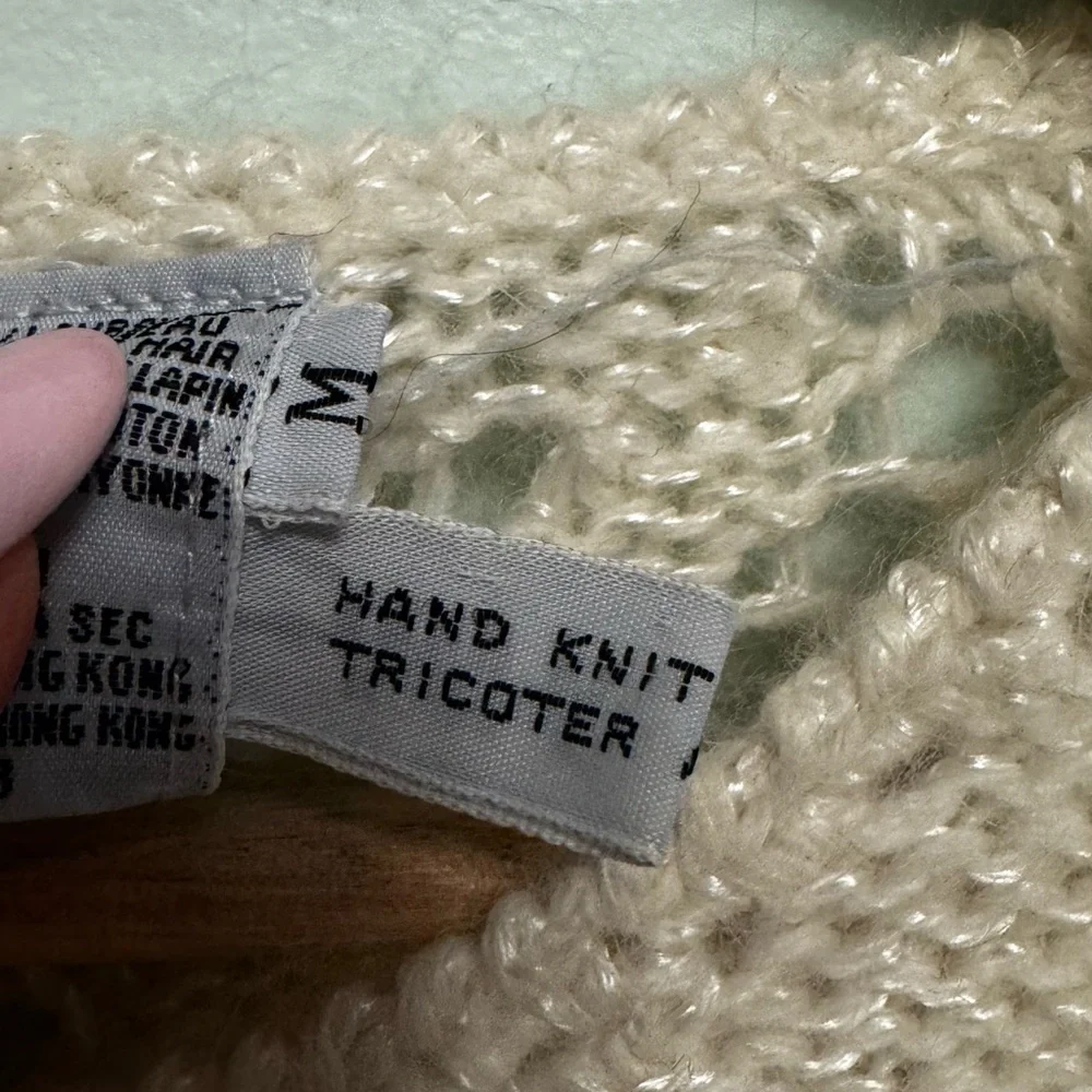 Rina Rossi Soft Cream Diamond-Open Knit Crewneck Sweater - Picture 5 of 8